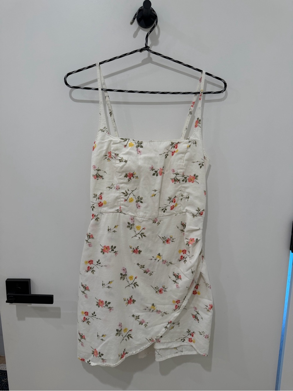 Abercrombie & Fitch White Floral Spaghetti-Strap Mini Dress